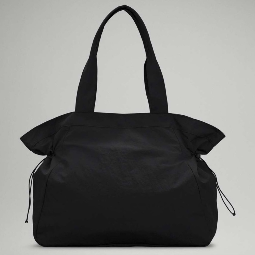 Lululemon Athletica Black Cinch Shopper Shopping Travel Gym Shoulder Bag - Picture 2 of 4